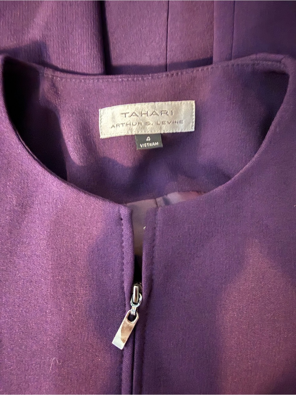 Tahari Purple Zip-Front Peplum Jacket - Picture 3 of 3